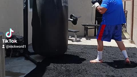 500 Pound Punching bag Workout Part 81. Muay Thai dirll Work!