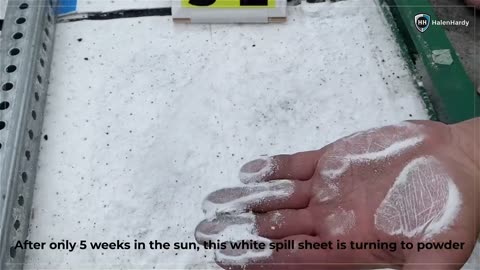 HalenHardy Competitor Test - UV Turns White Oil Spill Sheet to Powder