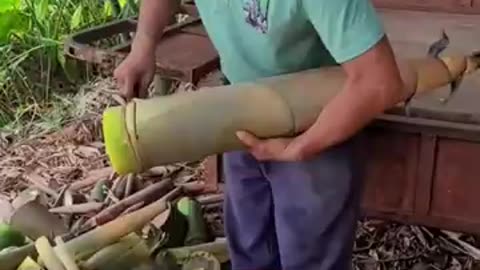 Bamboo shoots cutting skills! #harvesting #farming