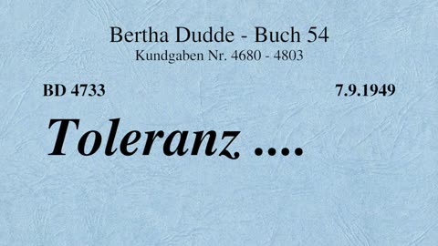 BD 4733 - TOLERANZ ....