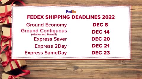 Save these shipping deadlines! Dec 2022