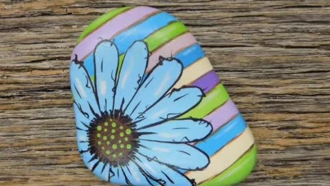 30+fabulous and elegant floral oval shape rock stone painting