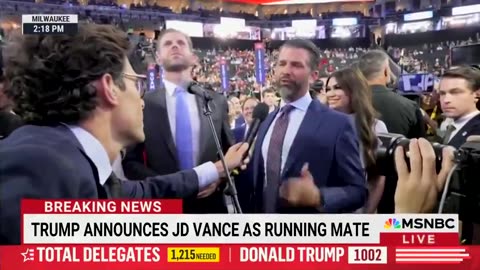 DONALD TRUMP JR. TRIES TO HYPE UP HIS FATHER ON SHITLIB TV.