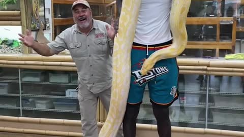 Super human awesome guy and a cool snake 😱 why do I feel so short 😱