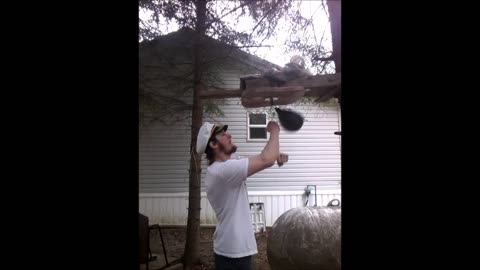 Hitting the speedbag while wearing a Sea Captain hat