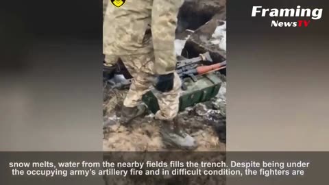 Tentara Ukraina yang Bertugas di Parit Berisi Air Berada di bawah Tembakan Artileri