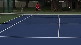 LOW CROSSCOURT SLICE FOREHAND TO WIN THE POINT