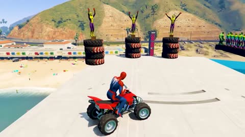 GTA V Epic New Stunt Race For Car Racing Challenge by Quad Bike, Cars and Motorcycle, Spider Shark8