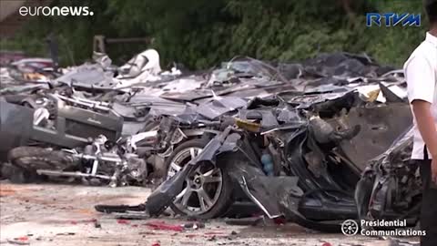 Watch: Philippines' Duterte oversees smuggled luxury cars being destroyed