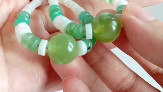 Green Prehnite smooth beads with white mop jewelry set for making Jewelry Holiday Gift