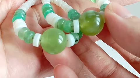 Green Prehnite smooth beads with white mop jewelry set for making Jewelry Holiday Gift