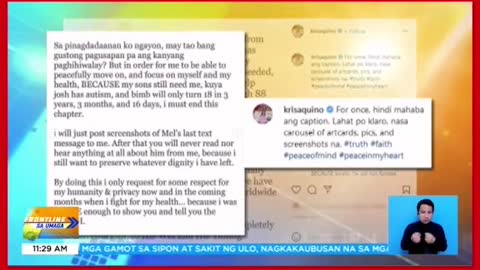 FRONTLINE SA UMAGAKris Aquino, kinumpirmanghiwalay na sila ni Mel Sarmiento