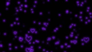 002. Purple💜Neon Light Hearts Flying Heart Background Video Loop Animated Background