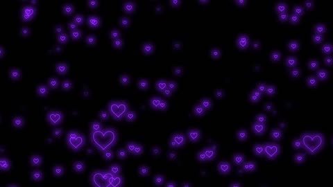 002. Purple💜Neon Light Hearts Flying Heart Background Video Loop Animated Background