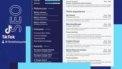 Seo expert resume template | FinishResume.com #resume #microsoftword #template