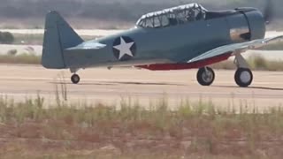 North American T-6 Texan taxing on runway
