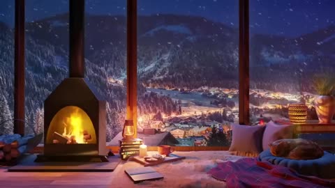 ⛄️Cozy Winter Ambience| Relaxing Smooth Jazz Music| 1 HOUR LOOP❄️