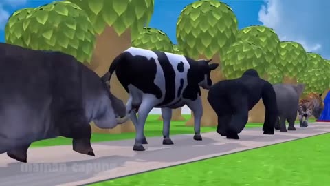 Animal Crossing Fountain Video | Treasure Island Crossing Animal With cow, gorilla, elephant, hippo