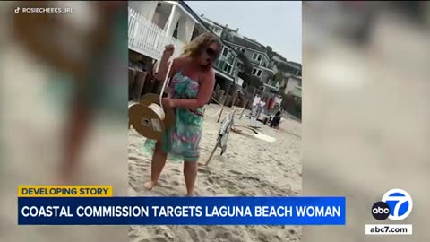 Laguna Beach woman in viral video ordered by Coastal Commission to stop blocking beach, report says