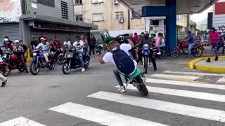 Venezuelan motorbikers travel in Halloween convoy