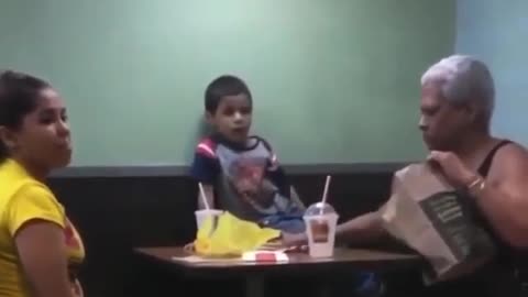 Five-year-old acting bad inside McDonalds