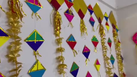 Sakranti decoration| Easy Sankranti decoration |bornahan decor | Sankranti kites decor| tilwa decor