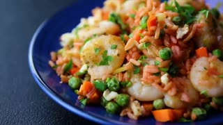 Healthy Stir Fried Shrimp Beet Brown Rice