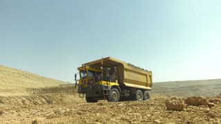 Large Yellow Dump Truck Rock Quarry Scene with Sound