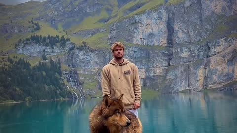 Swiss Alps 📍 😍 Would you hike with your Wolf pet? 🥰