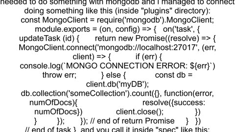 Is there anyway to query mongodb in cypress test