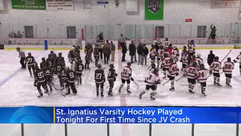 St. Ignatius varsity hockey team plays for first time since JV team bus crash