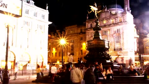 Monument in a plaza at night