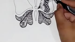 Natural Zen Tangle butterfly art Drawing