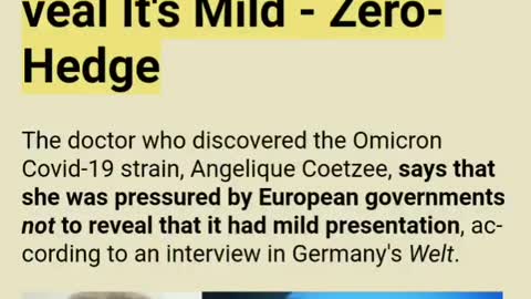 Zerohedge - Doctor Who Discovered Omicron Was Pressured Not To Reveal It's Mild