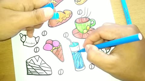 Coloring Cupcake, Ice Cream, Coffe, Cake | Coloring Page For Kids | Coloring Activities