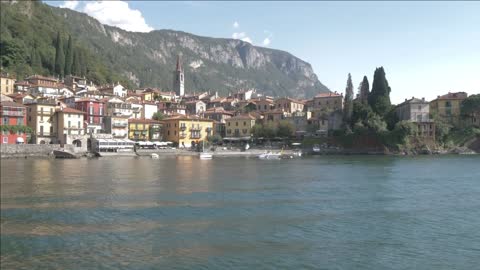 onboard ferry shot leaving lakeside town of varenna lake