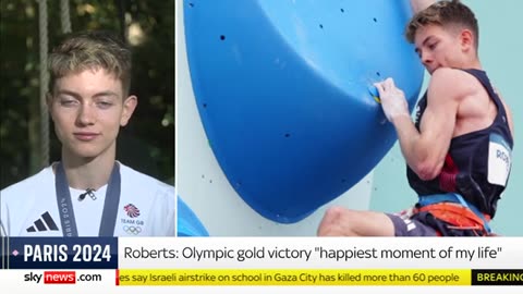 Team GB teenager Toby Roberts secures climbing gold at Paris Olympics