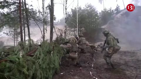 Ukrainian soldiers take part in a military drill on psychological combat training