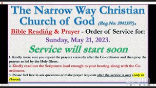 The Narrow Way Christian Church of God - Sunday Service - 21/05/23