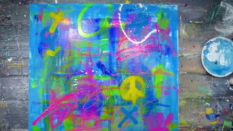 Colorful Pop Art / Abstract Painting Demo With Stencils | Peace-11