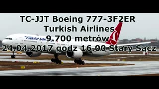 TC-JJT Boeing 777-3F2ER Turkish Airlines 9.700 m. 24.04.2017 godz 16.00 Stary Sącz