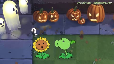 PLANTS VS ZOMBIES HEROES - Peashooter level 1 level 1000 vs Zombies HALLOWEEN! Ghosts are Terrible