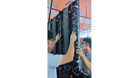 EagerLED technicians are installing a rental LED display.