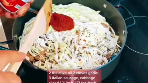5_Cabbage Spaghetti w Hot Italian Sausage 🔥
