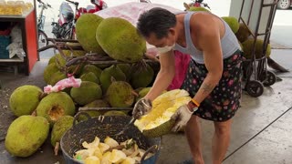 Biggest Sizet Fruit!! So Satisfying!! Jackfruit Cutting Skills - Thai Street Food