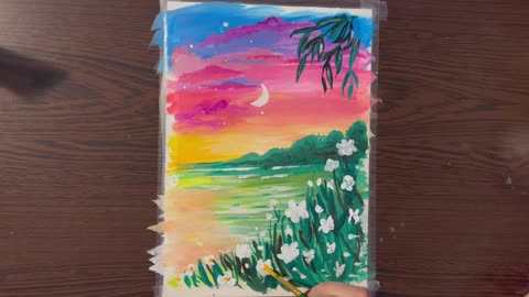 Sunset Acrylic Painting Easy for Beginners _ landscape painting _ Acrylic Painting Tutorial