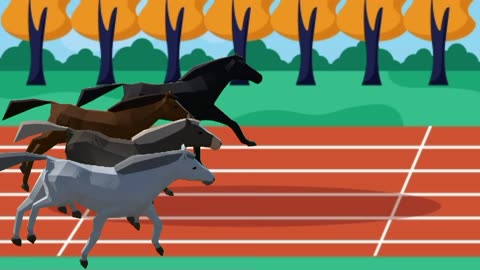 Cartoon Horse racing a competition full HD