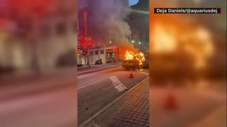 Atlanta police car set on fire as anti-police protest turns violent