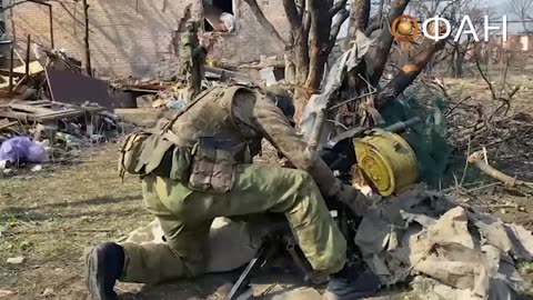 Russian troops at Bakhmut city center