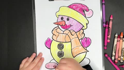 [Colouring Kiddo] ☃️ Snowman ☃️ Fun Coloring and Learning Colours with Me Crayons